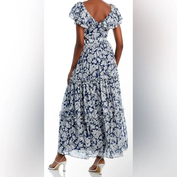 Aqua Tiered Cut-Out Floral Dress - NWT - Size L - Picture 2 of 13